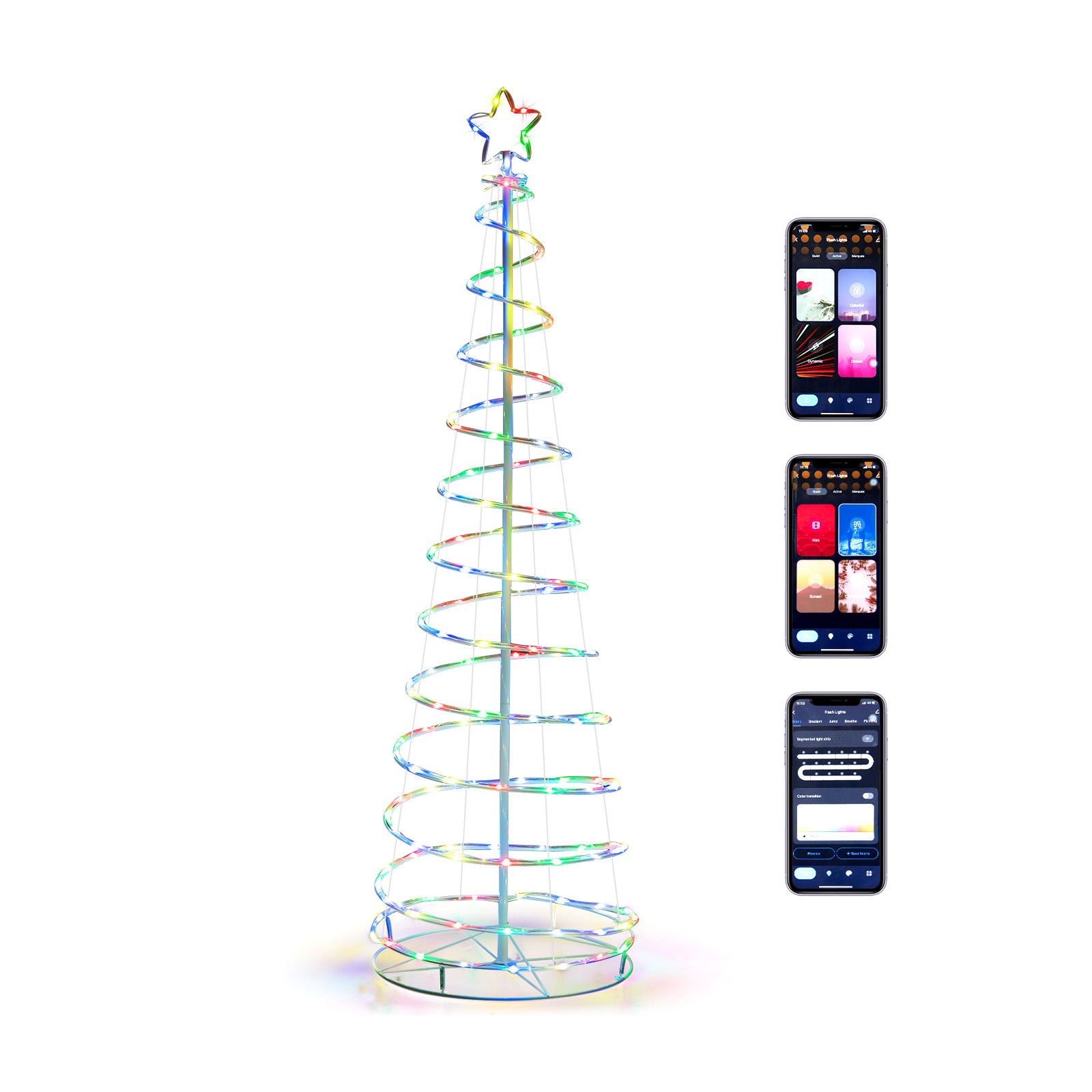 Christmas Lights Outdoor - Pohon Natal Spiral Bercahaya 6 Kaki,