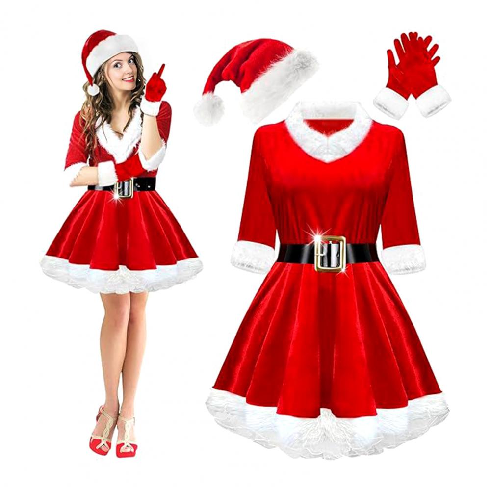 Elf Costume Christmas - 4 Pcs Set Kostum Nona Claus