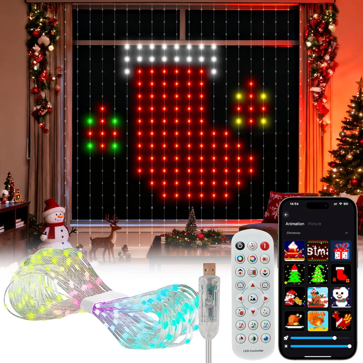 Led Fairy String Lights - Lampu Tirai Peri Pintar Kontrol Aplikasi