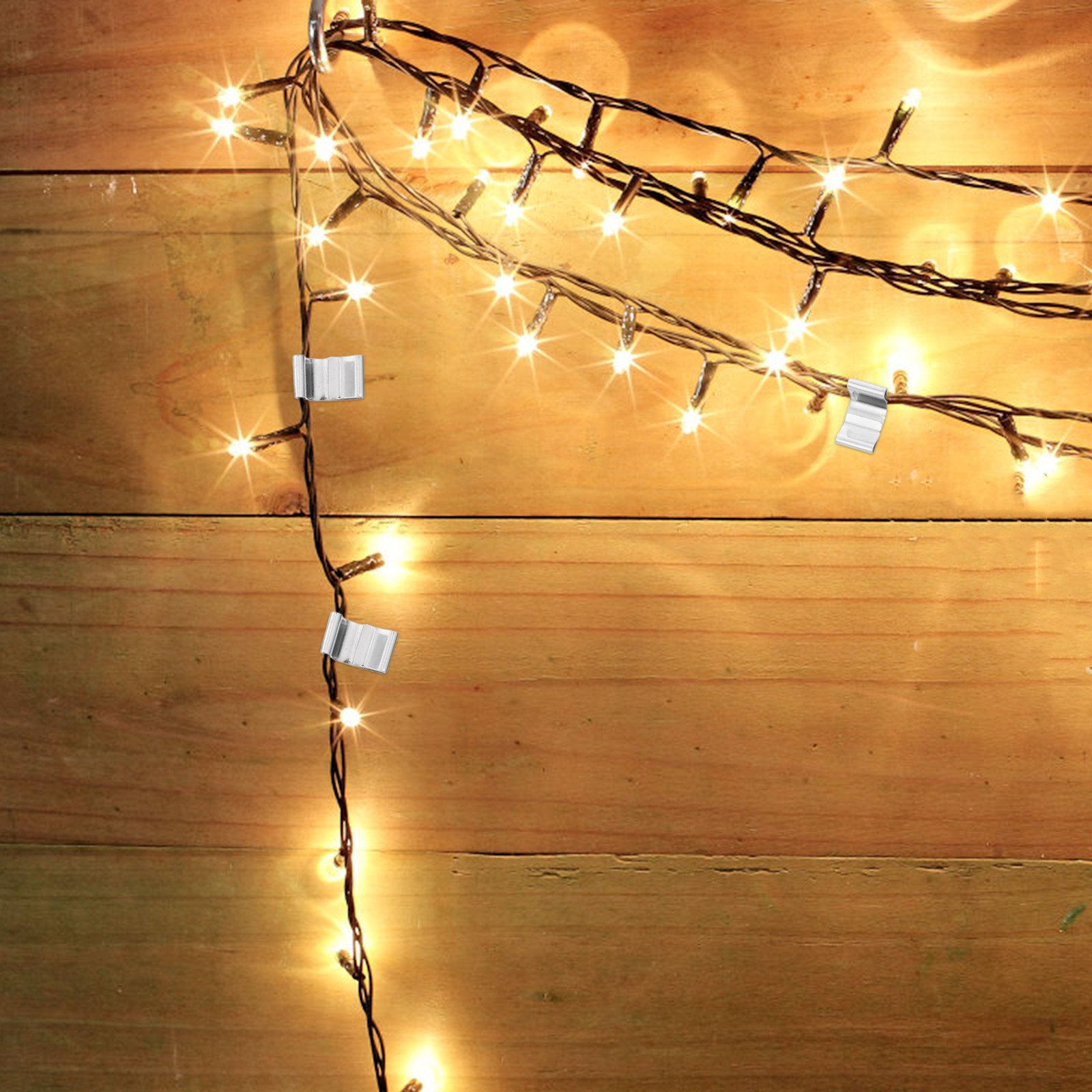 Christmas Lights Outdoor - 100Pcs Klip Lampu Tali Logam Tahan