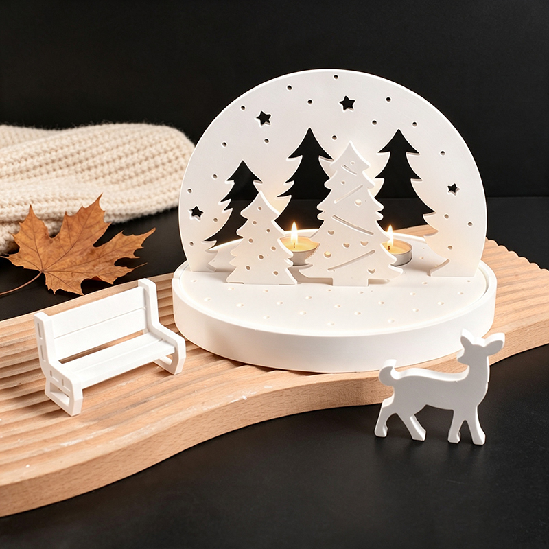 Holiday Candle Set - Cetakan Silikon Tempat Lilin Tealight Rusa