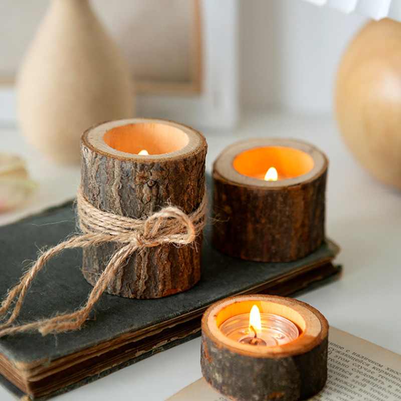 Holiday Candle Set - Antik Kayu Kompor Sukulen Vas Kolom
