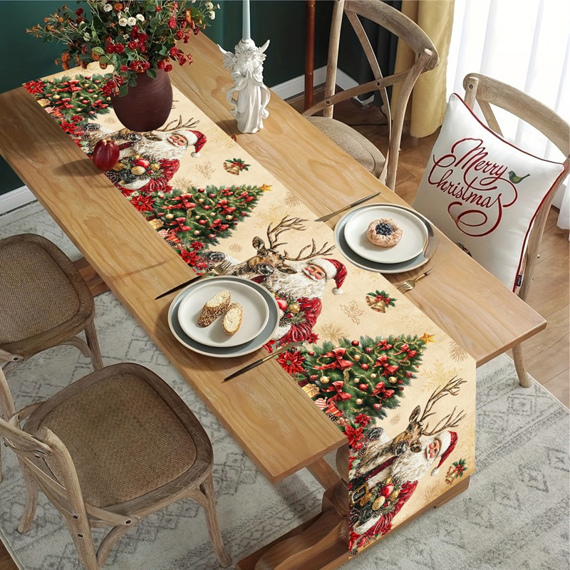 Christmas Table Runner - Taplak Meja Natal Vintage Retro Santa