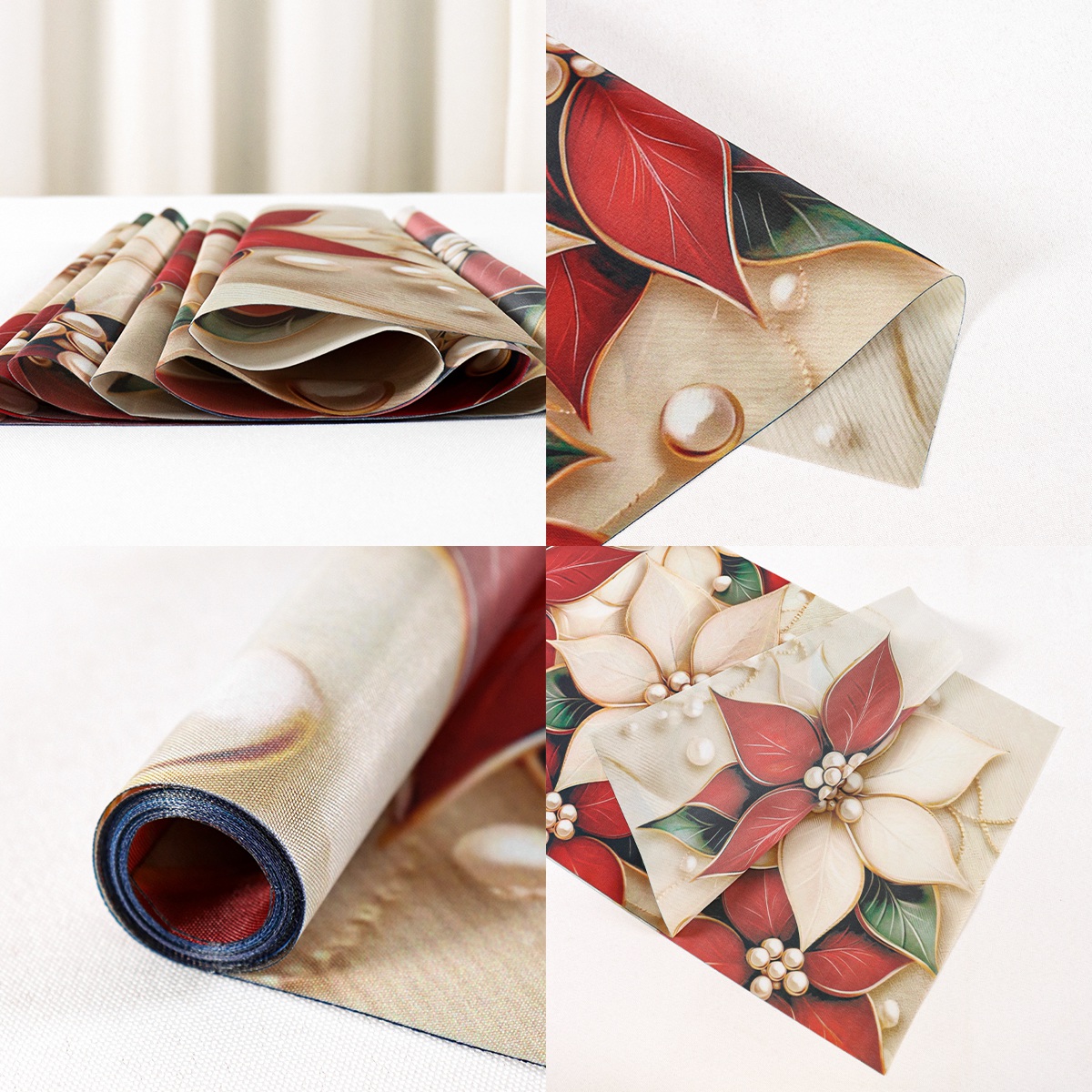 Taplak Meja Natal Motif Bunga  - Christmas Table Runner ulasan dan harga