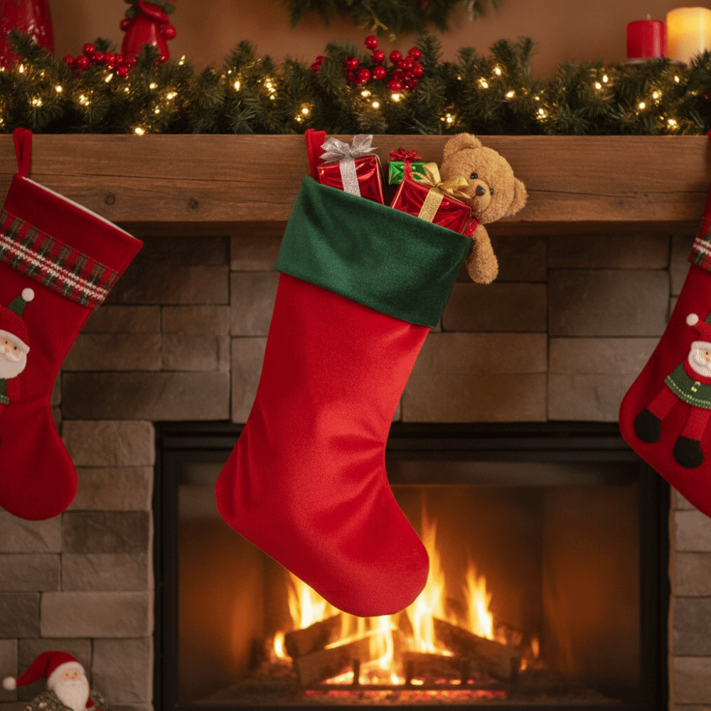 Kaus Kaki Natal Beludru Merah  - Christmas Stocking Hanging ulasan dan harga