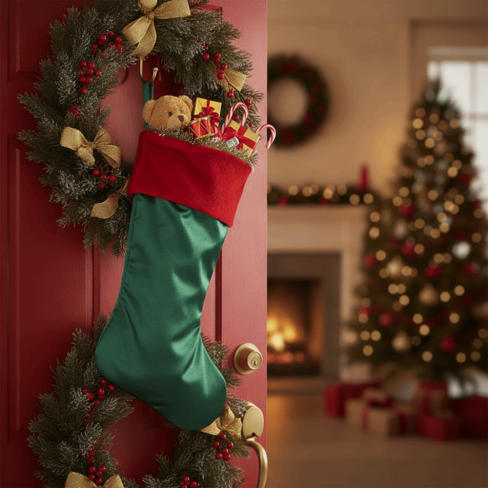 Kaus Kaki Natal Beludru Merah  - Christmas Stocking Hanging ulasan dan harga