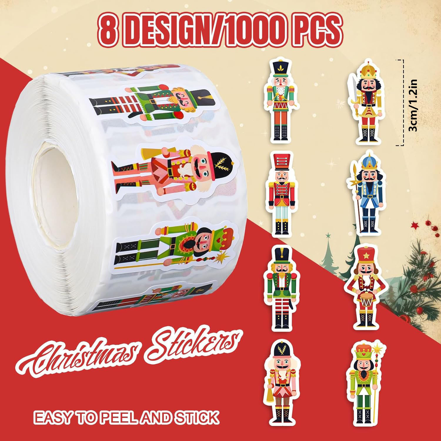 1000 Buah (1 Rol) Stiker Tema  - Nutcracker Figurine ulasan dan harga