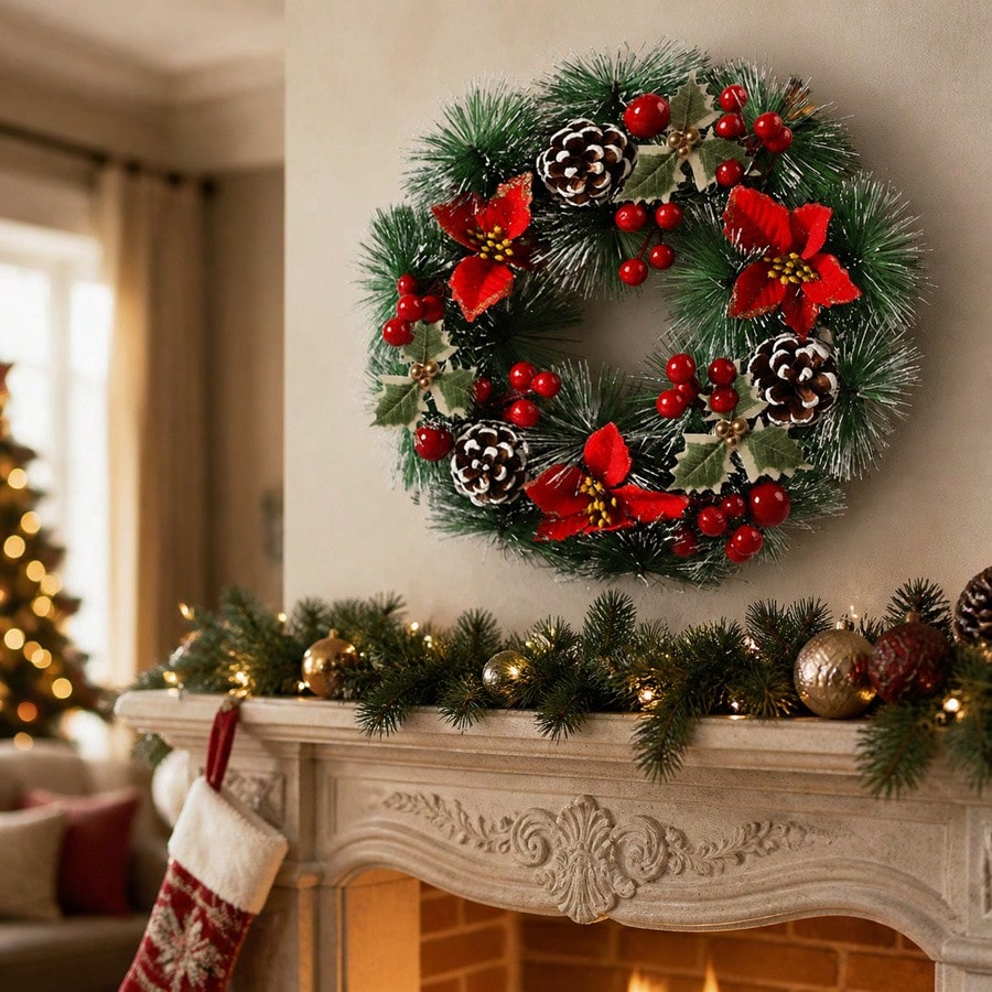 1 Buah Karangan Bunga Natal un - Christmas Wreath Fake ulasan dan harga