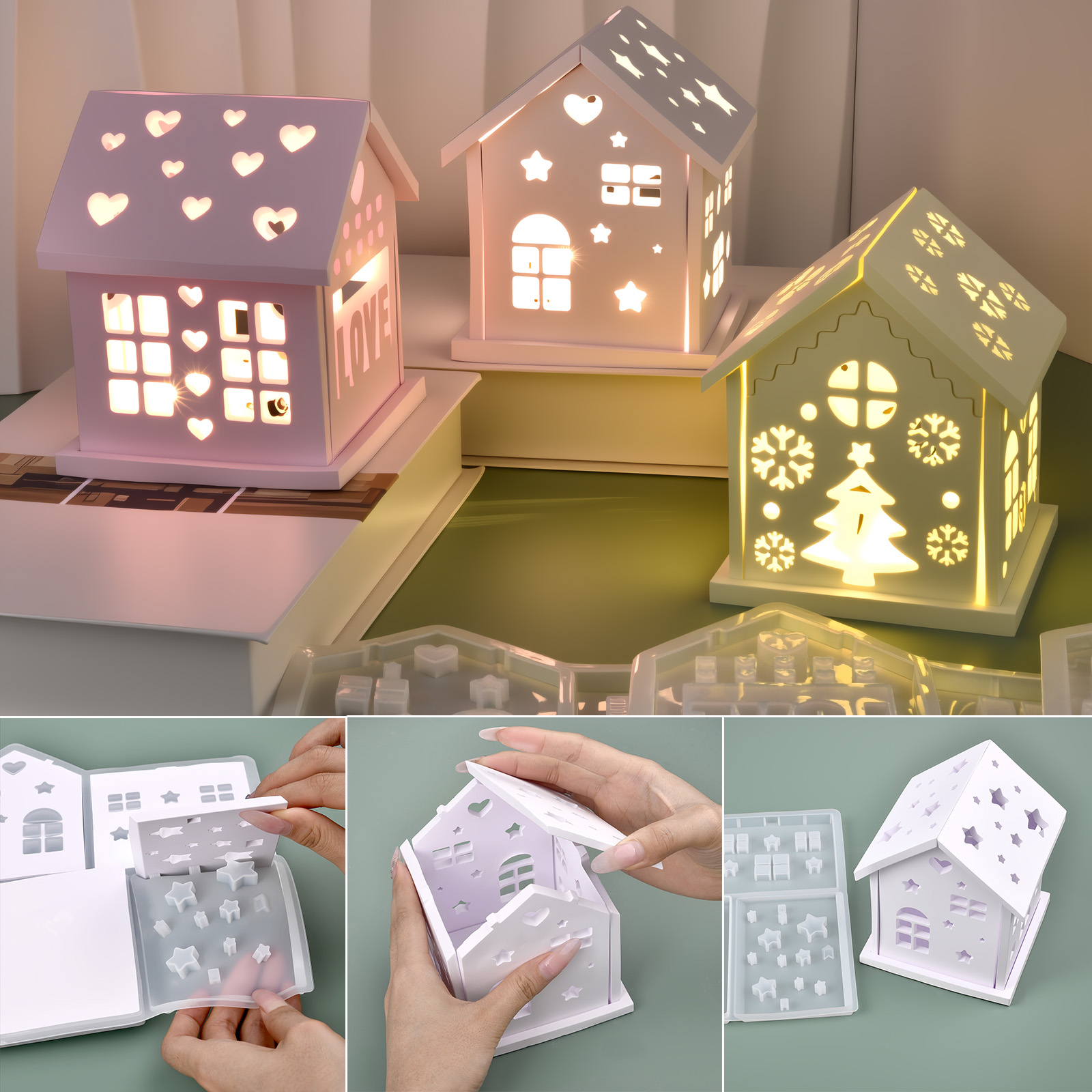 Cetakan Silikon Rumah 3D DIY P - Holiday Candle Set ulasan dan harga