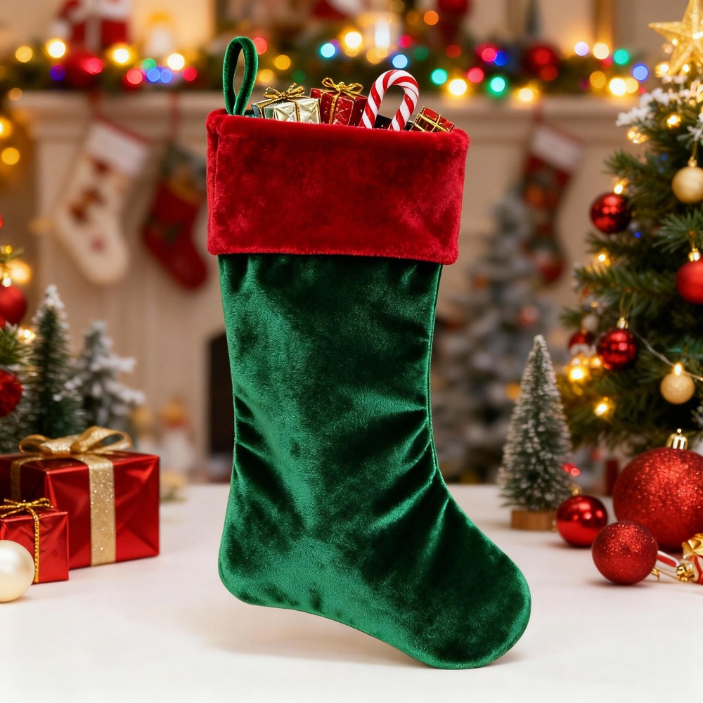 Kaus Kaki Natal Beludru Merah  - Christmas Stocking Hanging ulasan dan harga