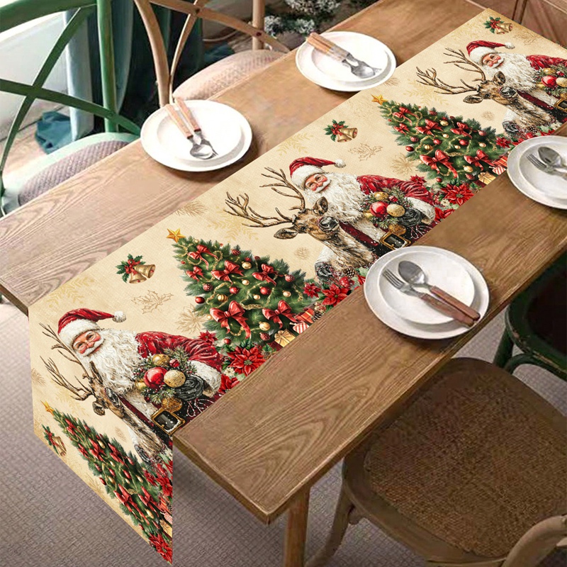 Taplak Meja Natal Vintage Retr - Christmas Table Runner ulasan dan harga