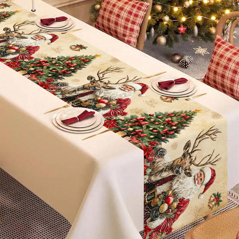 Taplak Meja Natal Vintage Retr - Christmas Table Runner ulasan dan harga