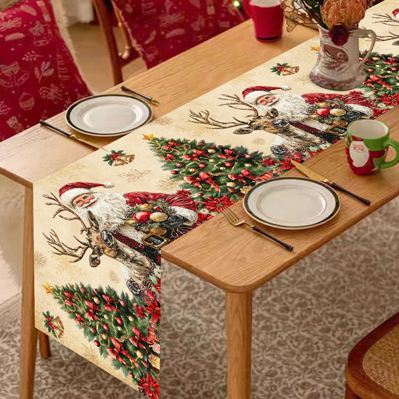 Taplak Meja Natal Vintage Retr - Christmas Table Runner ulasan dan harga